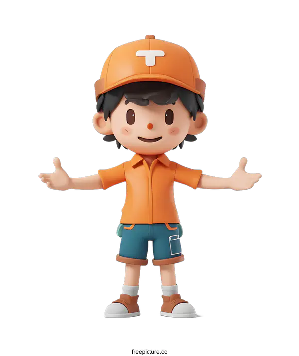 [Transparent Background PNG]3d rendering of a happy kid