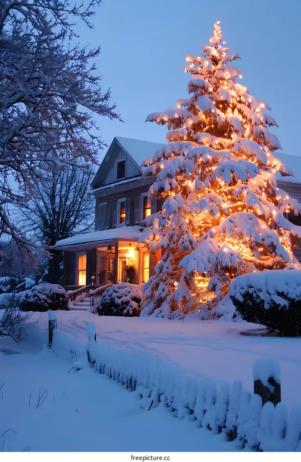 Snowy Farmhouse Christmas Tree