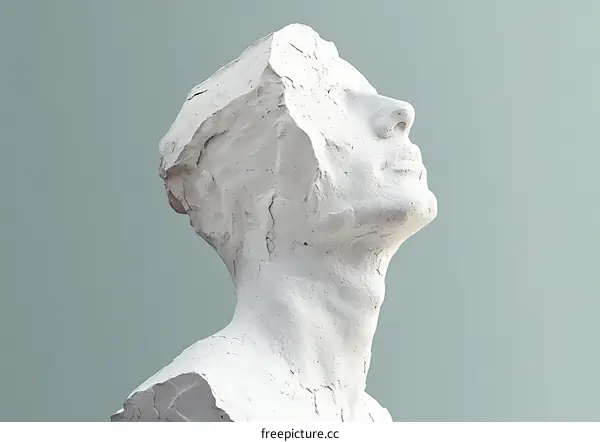 White Plaster Bust Sculpture Minimalist Art