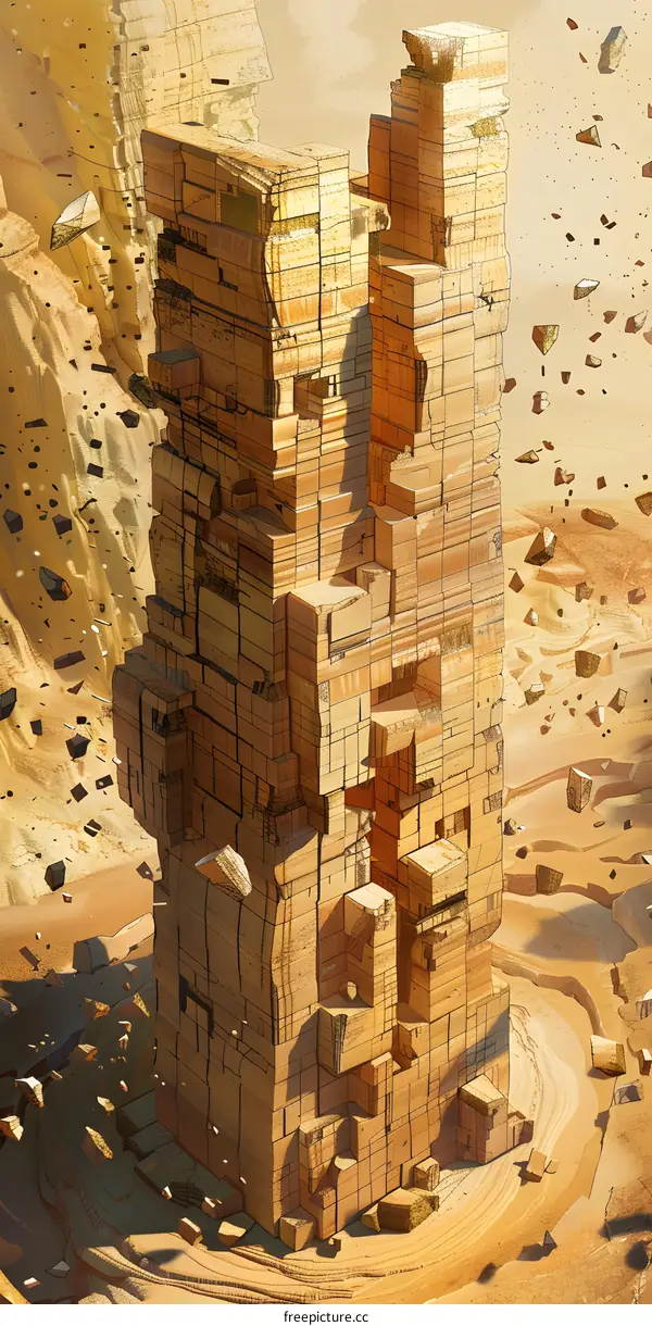 Abstract Art Building Landscape With Sand