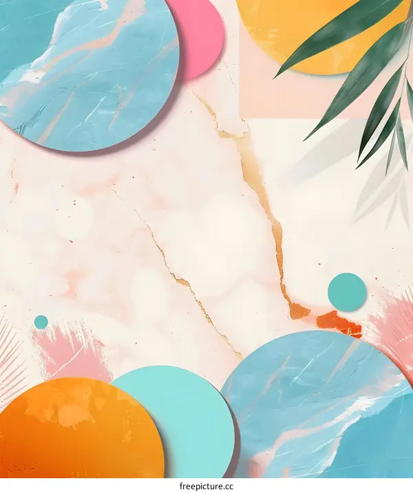 Abstract  Background with Colorful Circles and Marble Texture