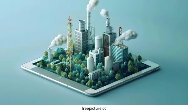 Green Industrial City on a Tablet