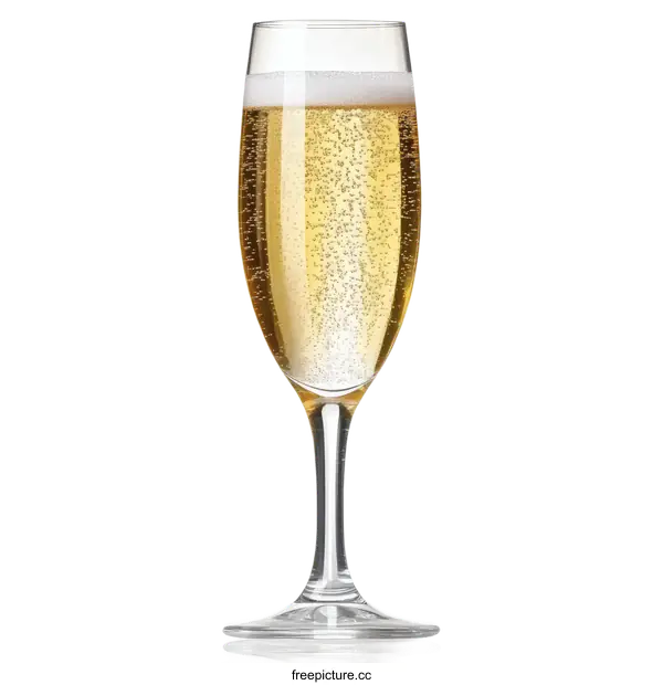 [Transparent Background PNG]Champagne Flute with Sparkling Wine