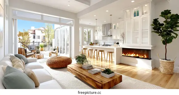 Modern Open-Plan Living Area with Patio Access
