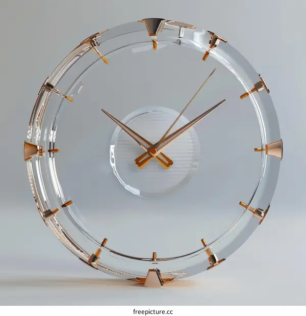 Luxury modern glass and metal table clock
