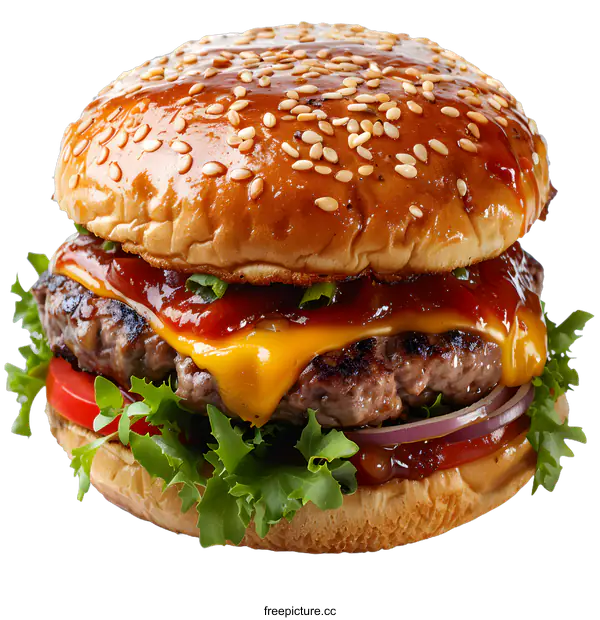 [Transparent Background PNG]Delicious Cheeseburger on a White Background