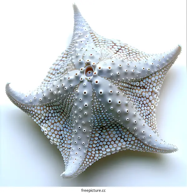 A white starfish with a unique pattern on its body