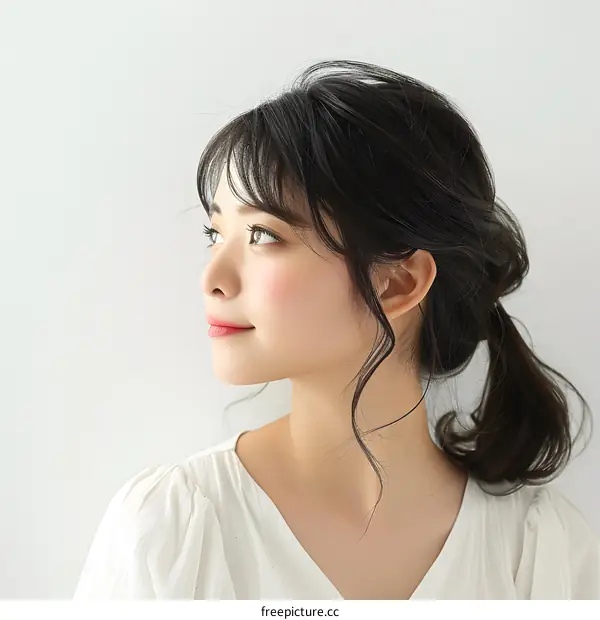 portrait of a young asian woman with long dark hair