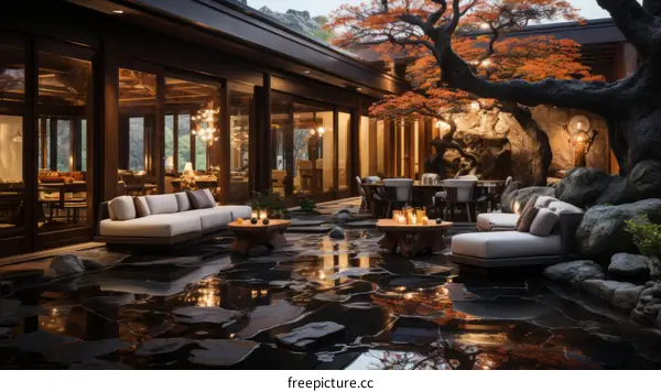 Courtyard with a Japanese Zen garden