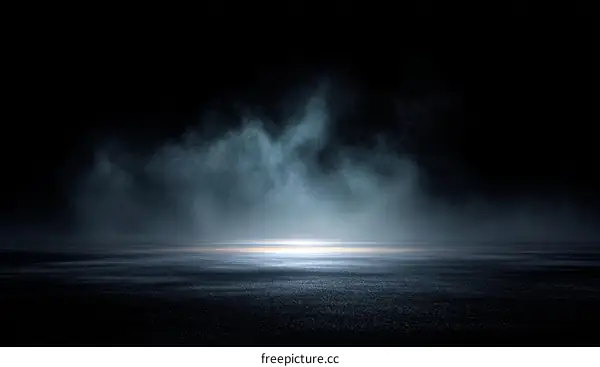 Abstract Empty Asphalt Road at Night with Fog