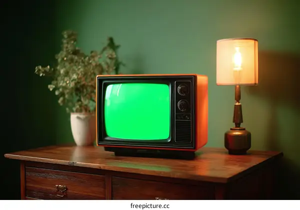 Vintage Retro Television Set in a Cozy Room