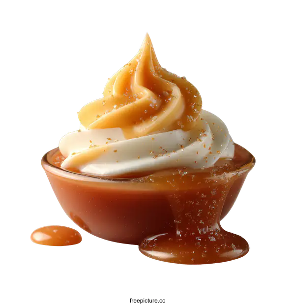 [Transparent Background PNG]Caramel Cream Dessert in a Bowl