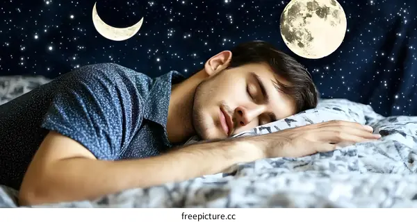Man Sleeping Under a Starry Night Sky