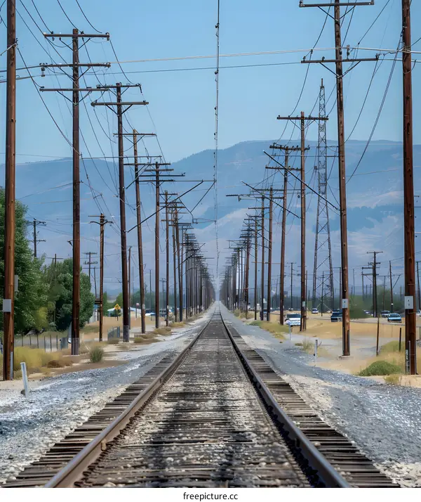 railroad tracks through the desert