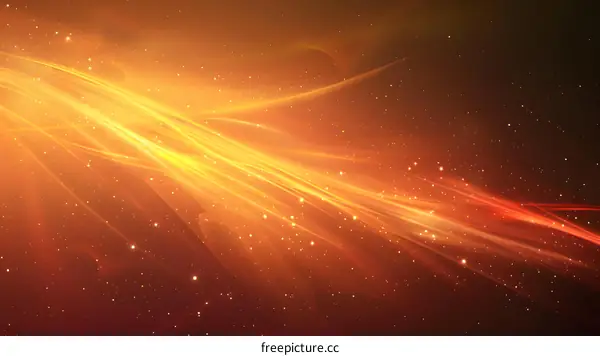 Golden light band on a black background