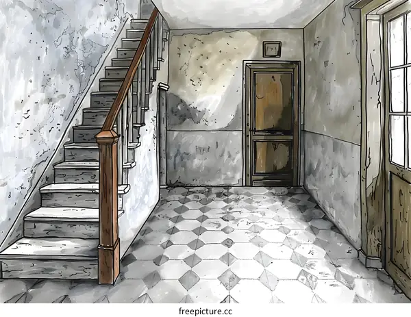 Staircase in an Abandoned Building