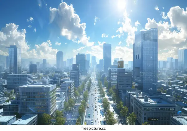 Modern Cityscape Panorama under a Clear Sky