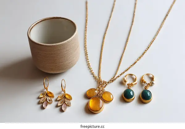 Elegant Gold Jewelry Collection with Gemstones