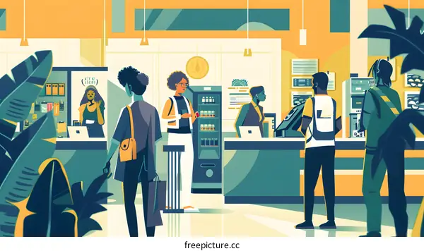 People Standing in Line at a Coffee Shop