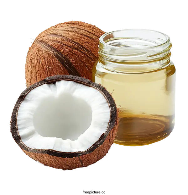 [Transparent Background PNG]Fresh Coconut and Coconut Oil