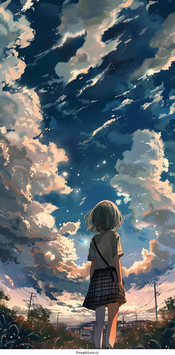 Girl Looking at the Sky With a Dreamy Expression