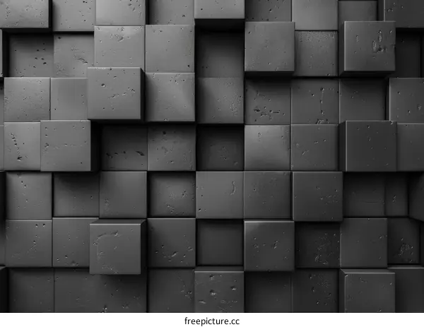 Modern Dark 3D Geometric Cubes Cement Concrete Wall Background