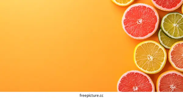 Citrus Fruit Slices on Orange Background