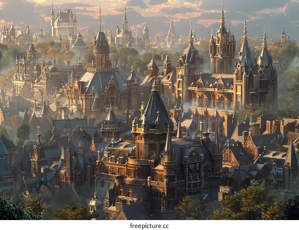 An Artistic Illustration of a European Cityscape