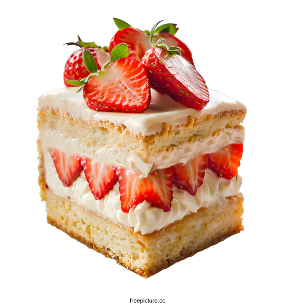 [Transparent Background PNG]A piece of strawberry cake