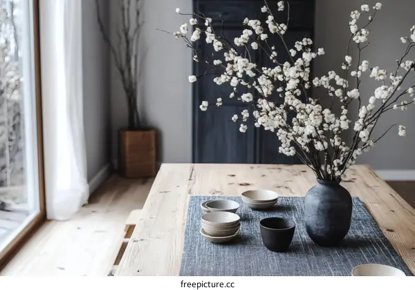 Rustic Dining Room Decor with Dried Flowers