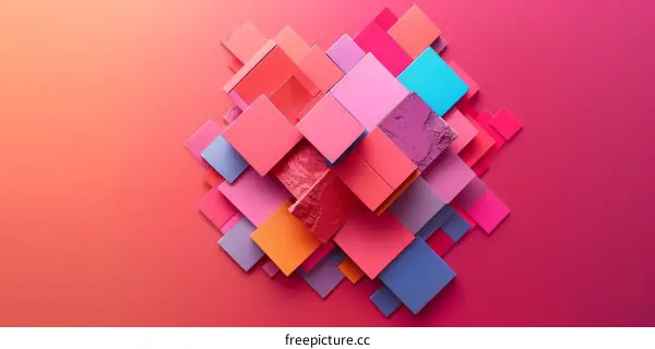Abstract Geometric Composition of Vibrant Overlapping Squares