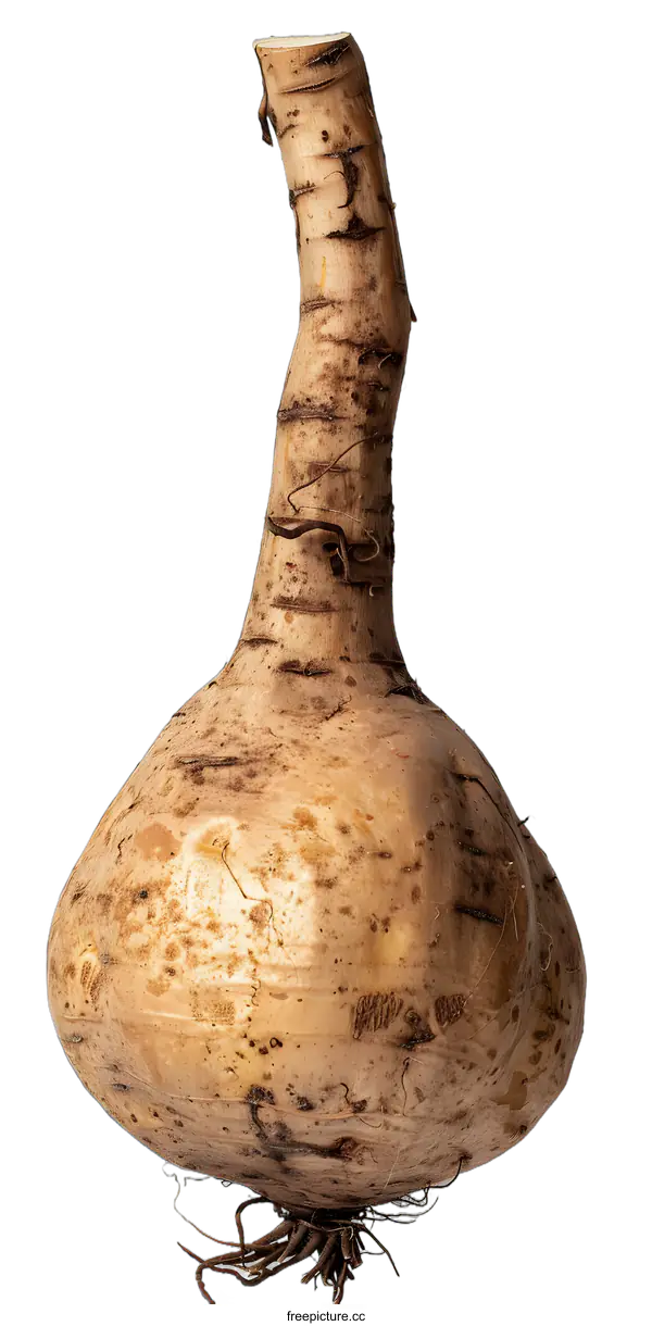 [Transparent Background PNG]Closeup of a Single Brown and White Root Vegetable
