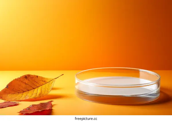 Autumnal Simplicity Display with Empty Glass Dish