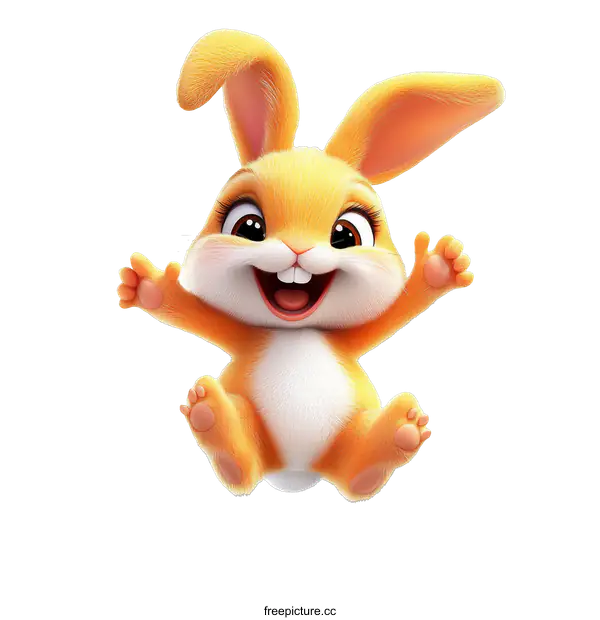 [Transparent Background PNG]Cute Cartoon Bunny Jumping with Joy