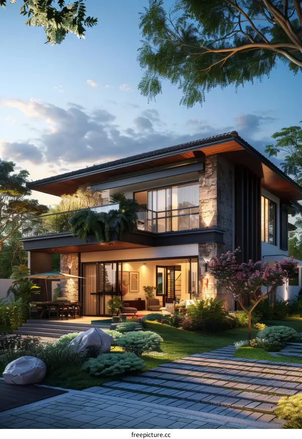 Modern House Exterior Design Illustration