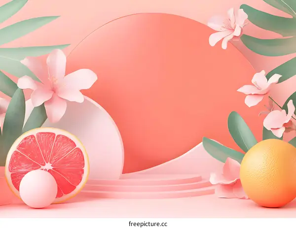 Pink and Green Minimalist Summer Background