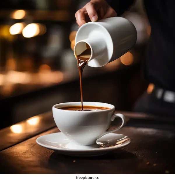 Barista Making Hot Chocolate in White Cup