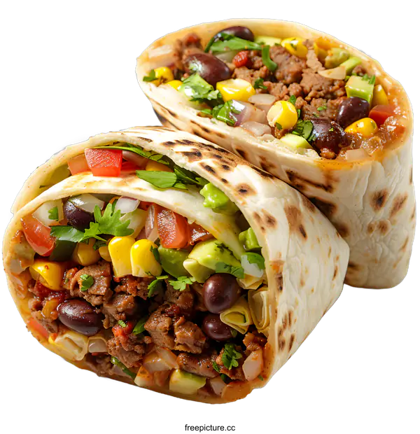 [Transparent Background PNG]Delicious Burrito with Beef Beans and Vegetables