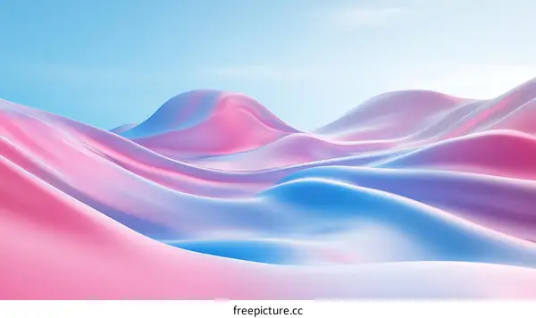 Abstract Pastel Pink and Blue Wavy Landscape Background