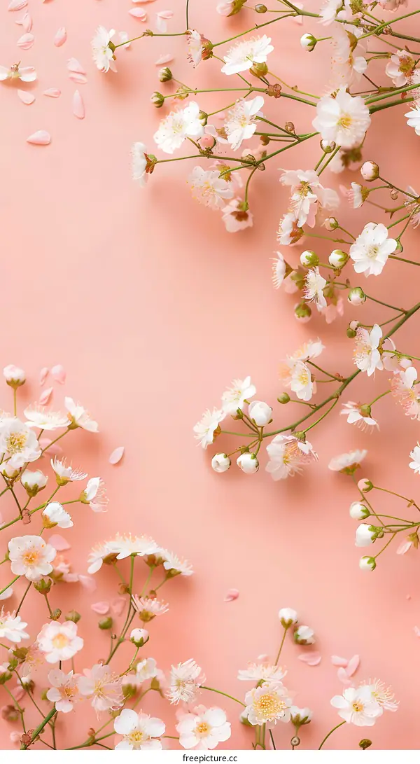 Pink Background with White Flowers