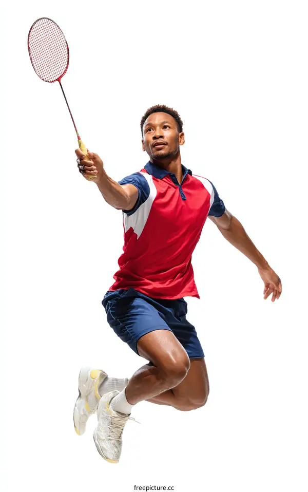 Black Male Badminton Player in Action
