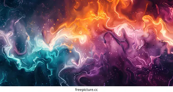 Colorful abstract painting with vibrant colors and a fluid texture