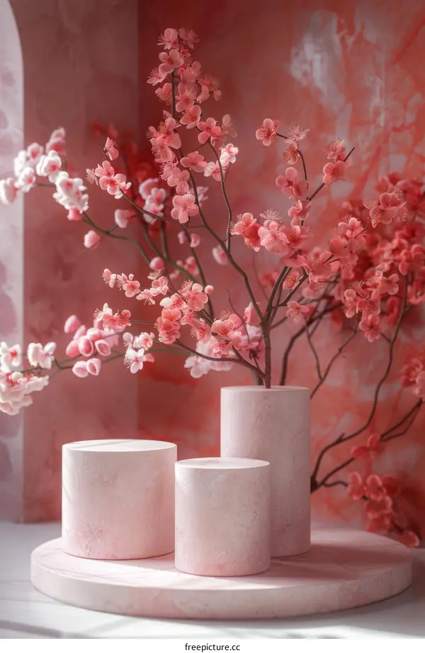 Pink Cherry Blossom Display Stand Decor