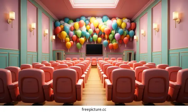 Rows of Plush Theatre Seats Facing a Blank Screen