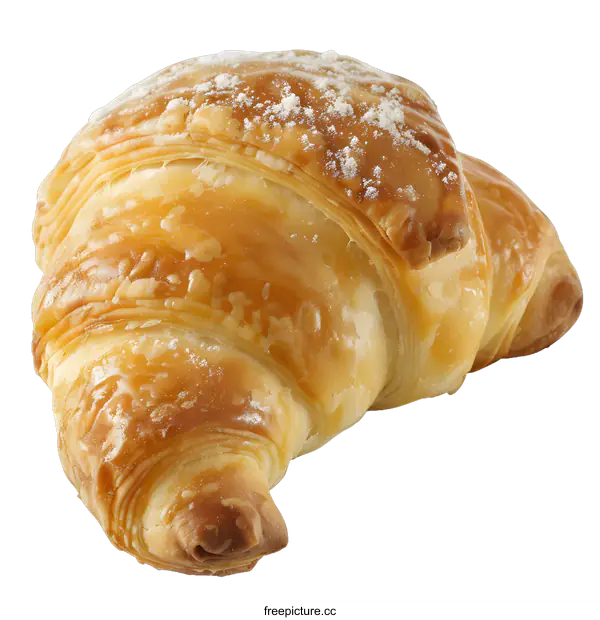 [Transparent Background PNG]Freshly Baked Croissant with Powdered Sugar