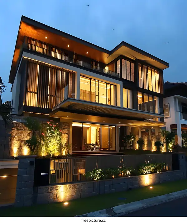 Modern Luxury Home Exterior Design at Night