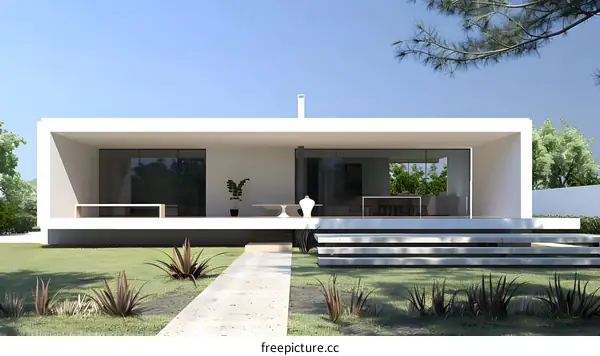Minimalist Modern House with Patio and Garden