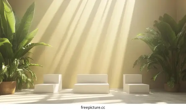 Minimalist Modern Interior Design Display with Sunlight
