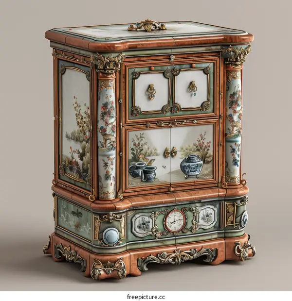 Ornate Chinese-Style Cabinet Illustration