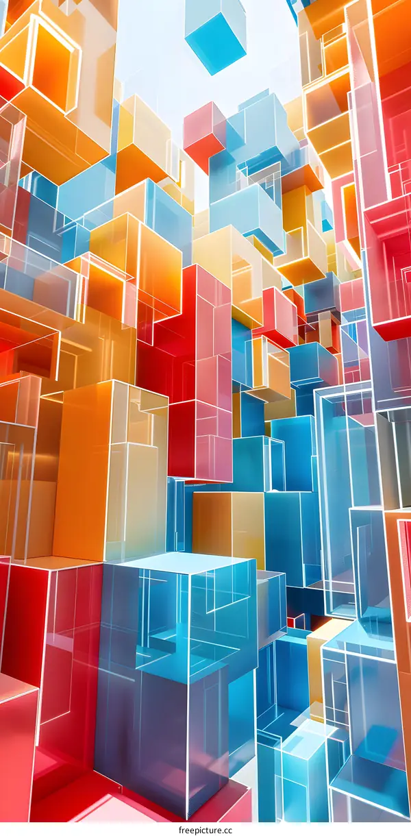 colorful 3d illustration of translucent blocks